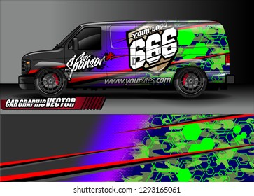 vehicle graphic kit. abstract lines with camouflage background for race car, van and pickup truck vinyl sticker wrap