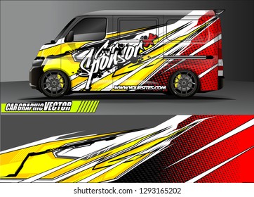 vehicle graphic kit. abstract lines with camouflage background for race car, van and pickup truck vinyl sticker wrap