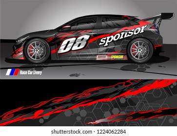vehicle graphic kit vector. abstract tribal lines with camouflage background for race car, van and pickup truck sticker wrap
