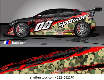 vehicle graphic kit vector. abstract tribal lines with camouflage background for race car, van and pickup truck sticker wrap