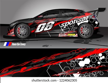 vehicle graphic kit vector. abstract tribal lines with camouflage background for race car, van and pickup truck sticker wrap