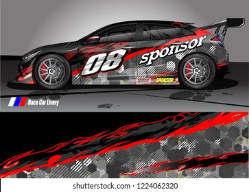 vehicle graphic kit vector. abstract tribal lines with camouflage background for race car, van and pickup truck sticker wrap