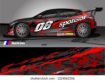 vehicle graphic kit vector. abstract tribal lines with camouflage background for race car, van and pickup truck sticker wrap