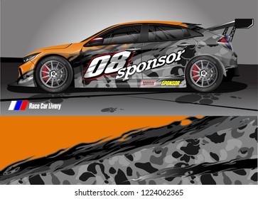 vehicle graphic kit vector. abstract tribal lines with camouflage background for race car, van and pickup truck sticker wrap