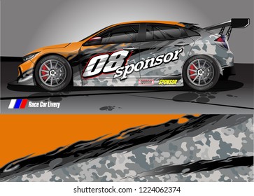 vehicle graphic kit vector. abstract tribal lines with camouflage background for race car, van and pickup truck sticker wrap