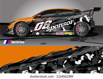 vehicle graphic kit vector. abstract tribal lines with camouflage background for race car, van and pickup truck sticker wrap