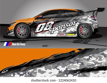 vehicle graphic kit vector. abstract tribal lines with camouflage background for race car, van and pickup truck sticker wrap
