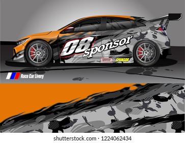 vehicle graphic kit vector. abstract tribal lines with camouflage background for race car, van and pickup truck sticker wrap