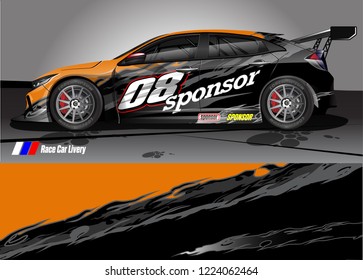 vehicle graphic kit vector. abstract tribal lines with camouflage background for race car, van and pickup truck sticker wrap