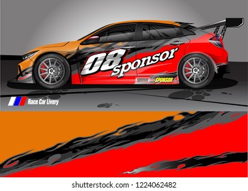 vehicle graphic kit vector. abstract tribal lines with camouflage background for race car, van and pickup truck sticker wrap