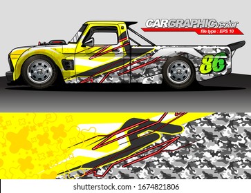 Vektorillustration für Fahrzeuggrafie. Moderner abstrakter Hintergrund für die Markendarstellung von Kartonpackungen und Aufkleber für Automobile 