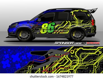 vehicle graphic kit vector. Modern abstract background for car wrap branding and automobile sticker decals livery 