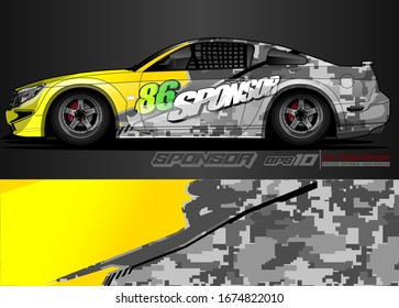 vehicle graphic kit vector. Modern abstract background for car wrap branding and automobile sticker decals livery 