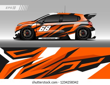 Vehicle graphic livery design vector. Abstract stripe racing background designs for wrap race car, pickup truk, rally, adventure vehicle.