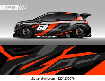 Vehicle graphic livery design vector. Abstract stripe racing background designs for wrap race car, pickup truk, rally, adventure vehicle.