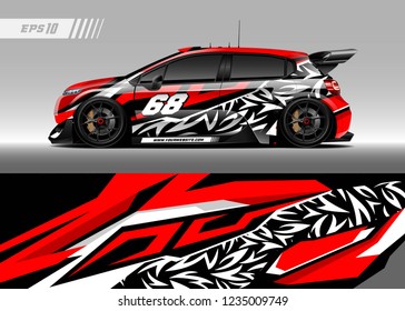 vehicle graphic livery design vector. Graphic abstract stripe racing background designs for wrap cargo van, race car, pickup truk, adventure vehicle.