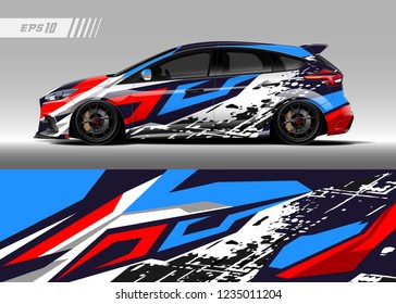 Vehicle graphic livery design vector. Graphic abstract stripe racing background designs for wrap cargo van, race car, pickup truk, adventure vehicle.