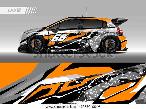 vehicle graphic livery design vector.\
Graphic abstract stripe racing background designs for wrap cargo\
van, race car, pickup truk, adventure\
vehicle.