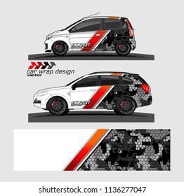 vehicle graphic vector kit. abstract lines with camouflage background for car vinyl sticker wrap