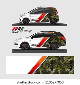 vehicle graphic vector kit. abstract lines with camouflage background for car vinyl sticker wrap
