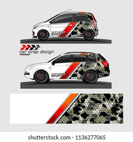vehicle graphic vector kit. abstract lines with camouflage background for car vinyl sticker wrap