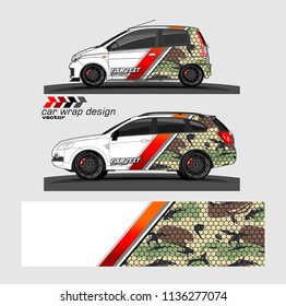 vehicle graphic vector kit. abstract lines with camouflage background for car vinyl sticker wrap