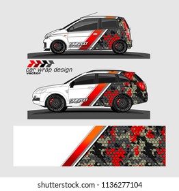 vehicle graphic vector kit. abstract lines with camouflage background for car vinyl sticker wrap