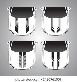 Fahrzeuggrafikstreifen für Motorhaube. Grafikabstrakte Streifen-Renndesigns, Vektorgrafik.