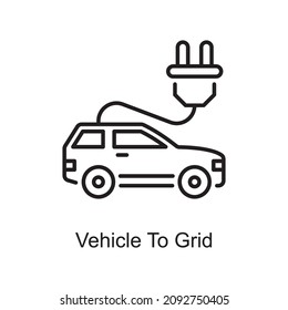 Vehicle To Grid vector Outline Icon Design illustration. Digitalization and Industry Symbol on White background EPS 10 File