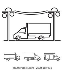 vehicle icon collection with line style