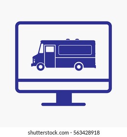 Vehicle Icon. Flat Isolated with Computer Screen Symbol