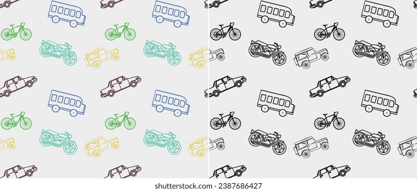 vehicle icon seamless pattern background