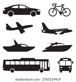 vehicle icon set . car, cycle icon set .silhouette set .
