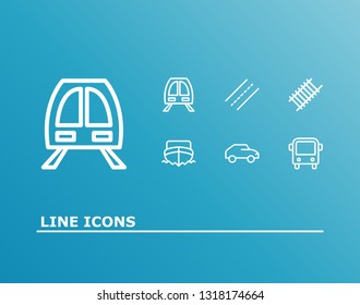 Vehicle icon set and car with subway, boat and railroad. Ship related vehicle icon vector for web UI logo design.