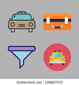 vehicle icon set. vector set about drone case, filter and taxi icons set.