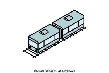Icono del vehículo, icono isométrico simple y lindo del dibujo de la línea de un tren conectado, Ilustración vectorial