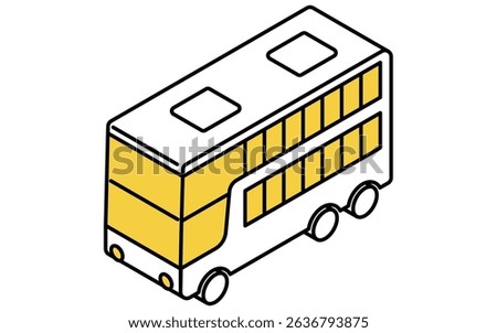 Vehicle icon, simple and cute isometric line drawing icon of a double-decker bus, Vector Illustration