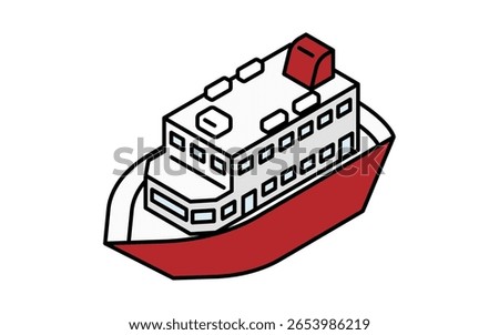 Vehicle icon, simple and cute isometric line drawing icon of a cruiser, Vector Illustration