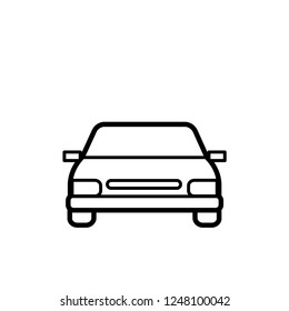 Vehicle Icon as A Transportation Vector Template in Line Art Style. Front View Car.
