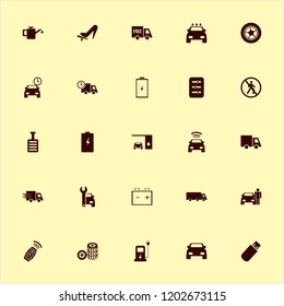 vehicle icon. vehicle vector icons set changing car oil, fast delivery truck, car key signal and car wash