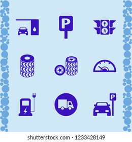 vehicle icon. vehicle vector icons set truck, changing car oil, car charger and speedometer
