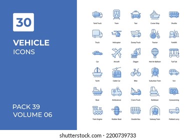 Vehicle icons collection. Set contains such Icons as car, bus, truck, bike, and more