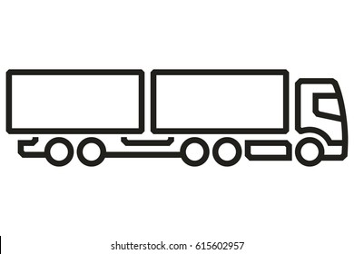 Vehicle Icons: European Truck Tandem. Vector.