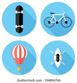 Vehicle icons. Flat design style modern vector illustration. Isolated on stylish color background. Flat long shadow icon. Elements in flat design.