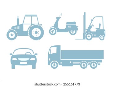 Vehicle icons on white background