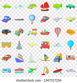 Vehicle icons set. Cartoon style of 36 vehicle vector icons for web for any design