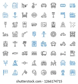 vehicle icons set. Collection of vehicle with train, marshall, bus, products, washing, racing, boat, school bus, van, mars rover, tram, wheel. Editable and scalable vehicle icons.