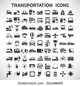 vehicle icons set, transportation icons