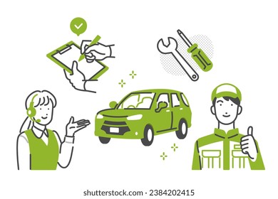 Vehicle inspection maintenance vector illustration