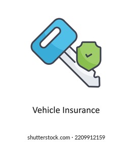 Vehicle Insurance Filled  Outline Vector Icon Design illustration on White background. EPS 10 File